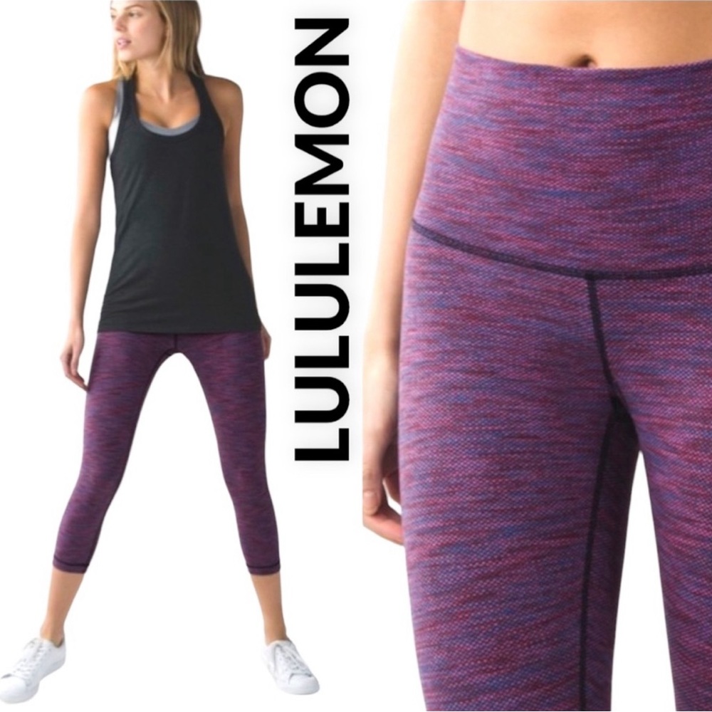 Lululemon Wunder Leggings Diamond Jacquard Space Dye Magenta Tights. - Picture 2 of 8